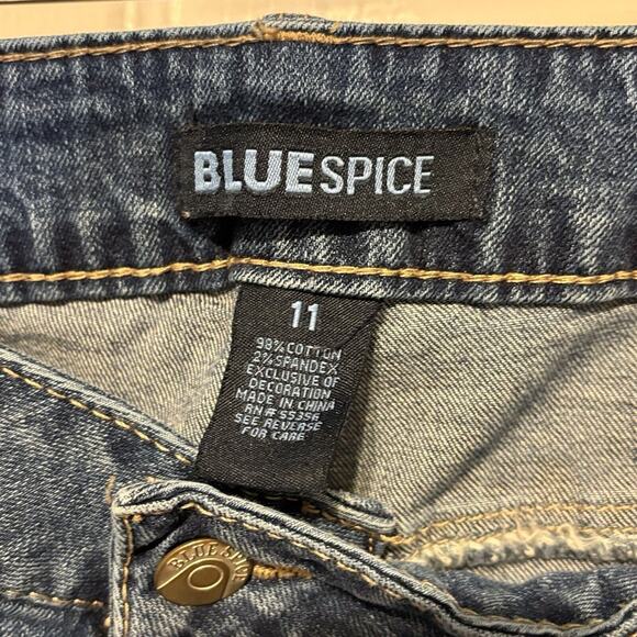 Blue Spice Womens 11 Jeans Embroidered Painted Straight Peace Distressed - Picture 7 of 15